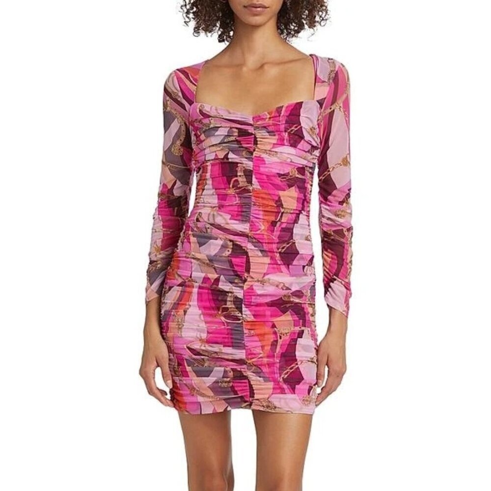 L'Agence Lolisa Sweetheart Bodycon Party Mini Dress Size 10 Pink Buckle Swirl